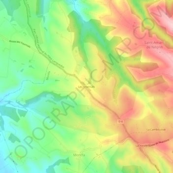 Les Fournials topographic map, elevation, terrain