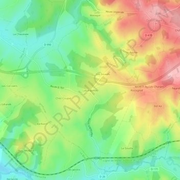 Les Espalus topographic map, elevation, terrain