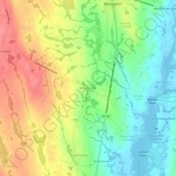 Kirby Corner topographic map, elevation, terrain