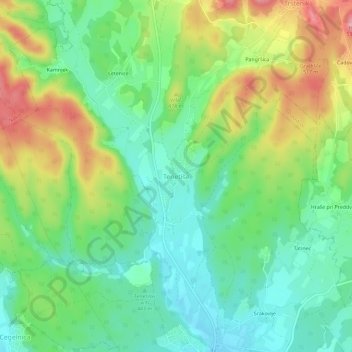 Tenetiše topographic map, elevation, terrain