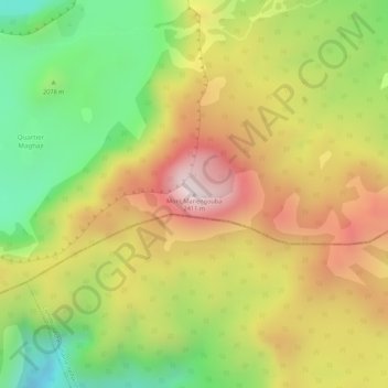 Mount Manenguba topographic map, elevation, terrain