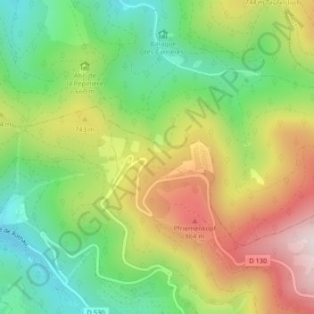 Struthof topographic map, elevation, terrain