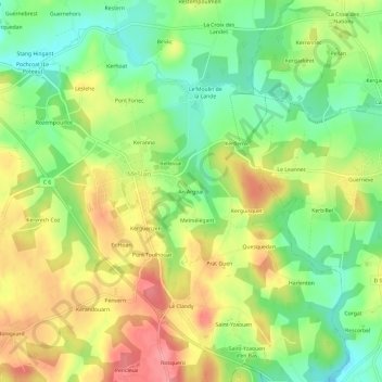 An Argoat topographic map, elevation, terrain