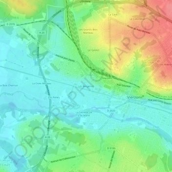 Les Bergeries topographic map, elevation, terrain