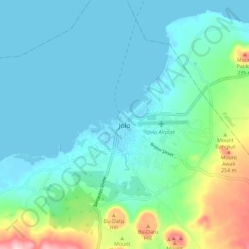 Jolo topographic map, elevation, terrain