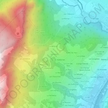 Le Villard topographic map, elevation, terrain