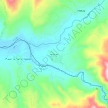 Jubones topographic map, elevation, terrain