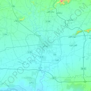 Mardan topographic map, elevation, terrain