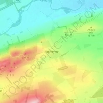Aberlemno topographic map, elevation, terrain