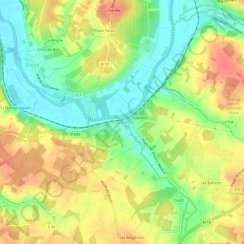 Les Mercerons topographic map, elevation, terrain
