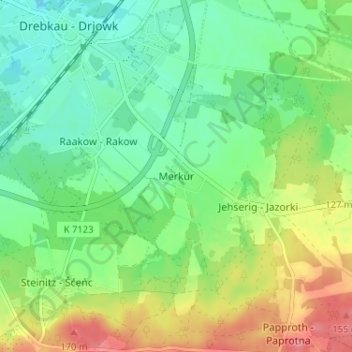 Merkur topographic map, elevation, terrain