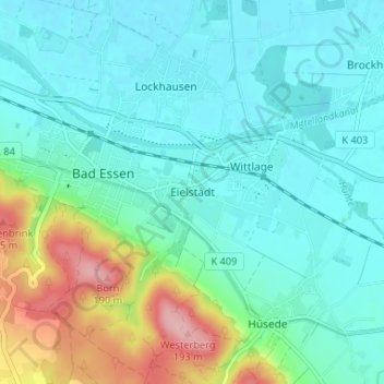 Eielstädt topographic map, elevation, terrain