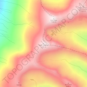 Mam Sodhail topographic map, elevation, terrain