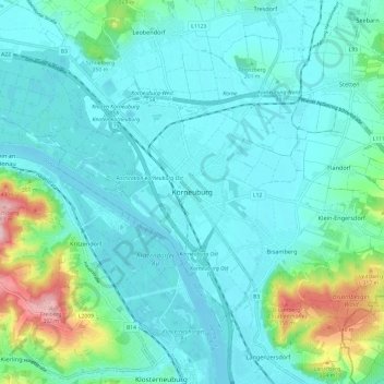 Korneuburg topographic map, elevation, terrain
