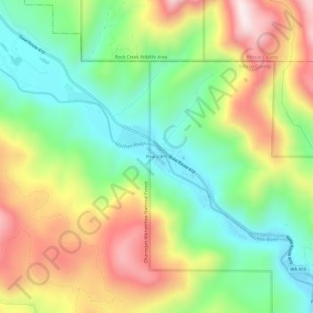 Pine Cliffs topographic map, elevation, terrain
