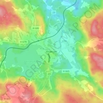 Virserum topographic map, elevation, terrain
