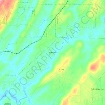 Parsons topographic map, elevation, terrain