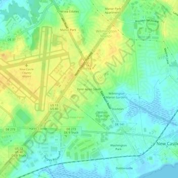 Penn Acres South topographic map, elevation, terrain