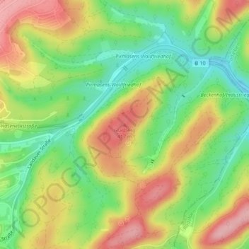 Glasberg topographic map, elevation, terrain