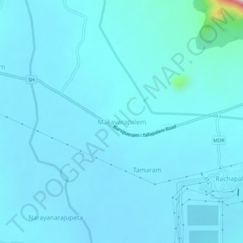 Makavarapalem topographic map, elevation, terrain