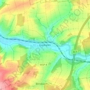 Gänheim topographic map, elevation, terrain