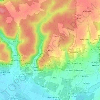 La Marinière topographic map, elevation, terrain