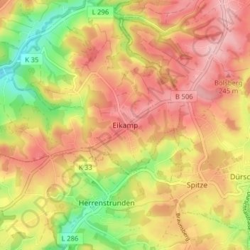 Eikamp topographic map, elevation, terrain