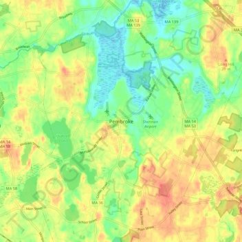 Pembroke topographic map, elevation, terrain
