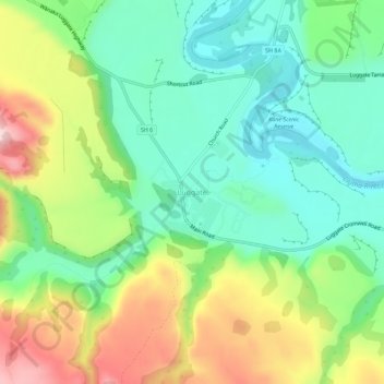 Luggate topographic map, elevation, terrain