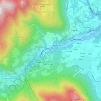 Duft topographic map, elevation, terrain