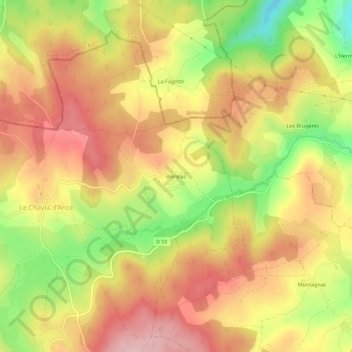 Boirelac topographic map, elevation, terrain