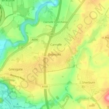 Belmont topographic map, elevation, terrain