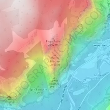 Middle Brother topographic map, elevation, terrain