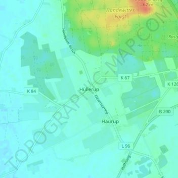 Hüllerup topographic map, elevation, terrain