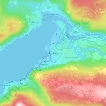 Mo i Rana topographic map, elevation, terrain