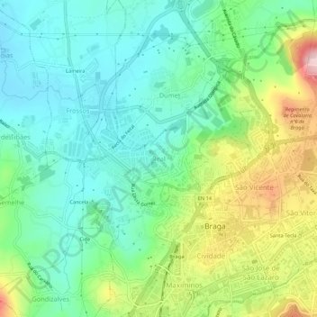Real topographic map, elevation, terrain