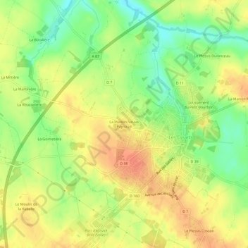La Maison Neuve Paynaud topographic map, elevation, terrain