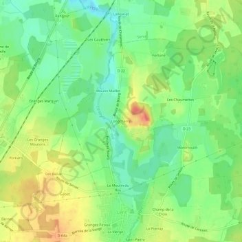 Longchamp topographic map, elevation, terrain