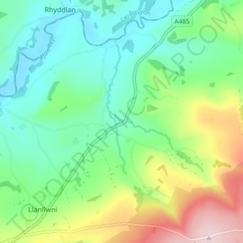Aber-Giar topographic map, elevation, terrain
