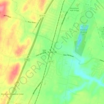 Bunker Hill topographic map, elevation, terrain