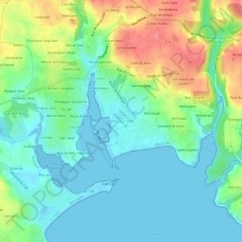 Port-la-Forêt topographic map, elevation, terrain