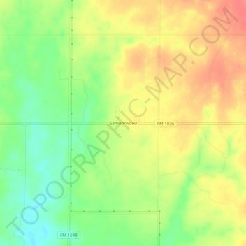Samnorwood topographic map, elevation, terrain