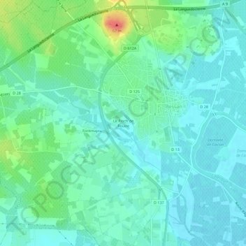 Le Pioch de Rouire topographic map, elevation, terrain