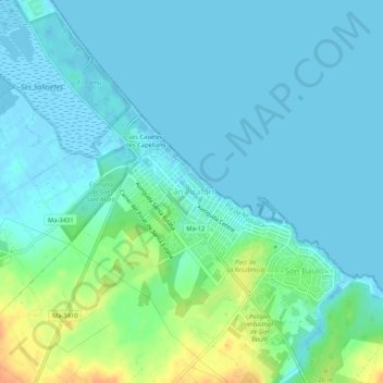 Can Picafort topographic map, elevation, terrain