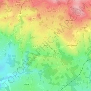 Lusignat topographic map, elevation, terrain