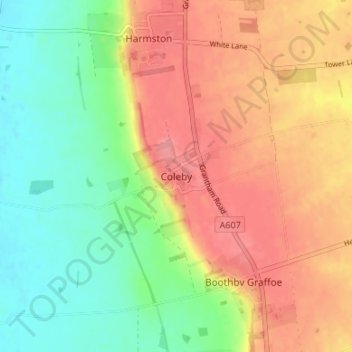 Coleby topographic map, elevation, terrain
