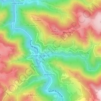 Fontaine du Plô topographic map, elevation, terrain