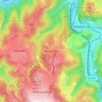 Rennerde topographic map, elevation, terrain