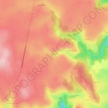 Fontbonne topographic map, elevation, terrain