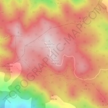 Radan topographic map, elevation, terrain